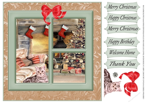 CHRISTMAS THERES NO PLACE LIKE HOME MULTI SENTIMENT TABBY CAT