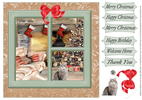 CHRISTMAS THERES NO PLACE LIKE HOME MULTI SENTIMENT GREY CAT