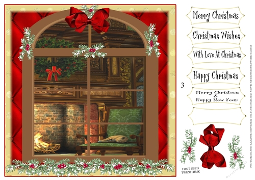 COZY FESTIVE FIRES & FIRS 3 (CAT) WITH VARIOUS CHRISTMAS SENTIMENTS