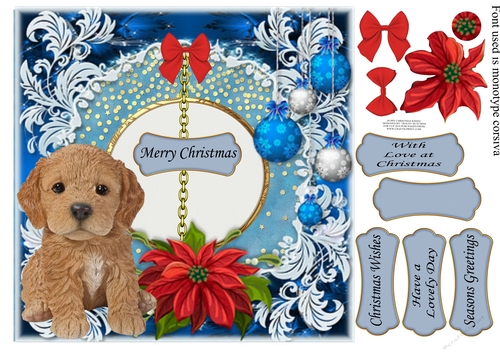 PUPPY CHRISTMAS KISSES COCKERPOO, golden