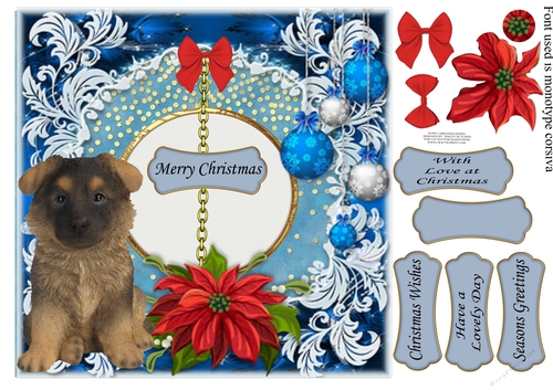 PUPPY CHRISTMAS KISSES GERMAN SHEPHERD