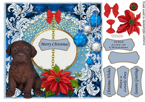 PUPPY CHRISTMAS KISSES LABRADOOR brown