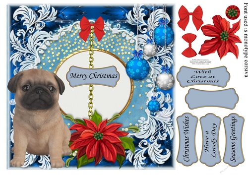 PUPPY CHRISTMAS KISSES PUG