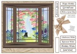 VIEW FROM INSIDE VARIOUS SENTIMENTS CAT UNDER ROSES