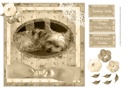 SHABBY CHIC SEPIA YORKIE MOTHERS DAY
