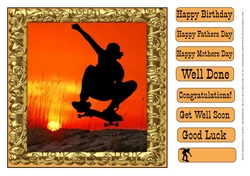 SKATE BOARDING SUNSET 1 MULTIPLE GREETINGS