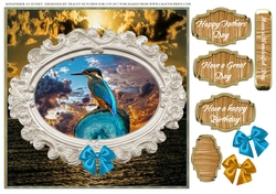 KINGFISHER AT SUNSET 2 BIRTHDAY / FATHERS DAY /BLANK SENTIMENTS
