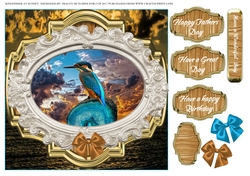 KINGFISHER AT SUNSET 3 BIRTHDAY/FATHERS DAY / BLANK SENTIMENTS