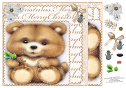 CUTE BABY BEAR CHRISTMAS CARD WITH CHARM