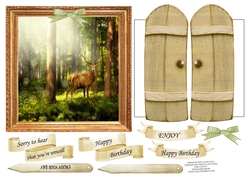 THROUGH THE GARDEN GATES STAG IN MIST UNISEX MULTI USE GET WELL BIRTHDAY ETC 6x6