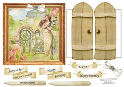 THROUGH THE GATES ART NOUVEAU GARDEN UNISEX MULTI USE GET WELL BIRTHDAY ETC 6x6