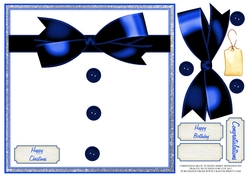 TUXEDO SHIRT BLUE MULTI USE CARD FRONT BIRTHDAY CHRISTMAS CONGRATULATIONS