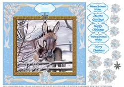 BLUE CHRISTMAS DONKEY FAMILY