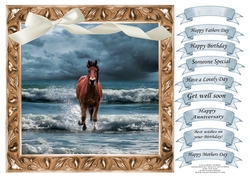 GALLOPING HORSE WITH SELECTION OF SENTIMENTS