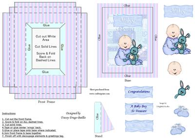 Baby Boy & Rabbit Picture Framed Card
