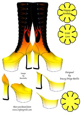 Boots on Fire! Shaped Card