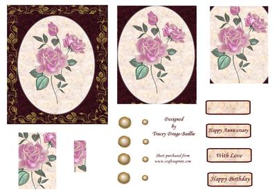 Burgundy & Gold Framed Rose