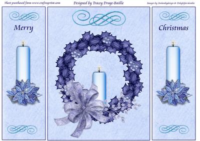 Modern Wreath & Candle in Blue