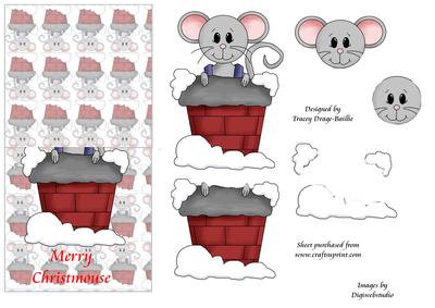Chimney Christmouse with Decoupage