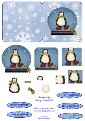 Skating Penguin with Decoupage or Pyramage