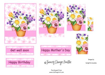 Pot of Flowers on Pink