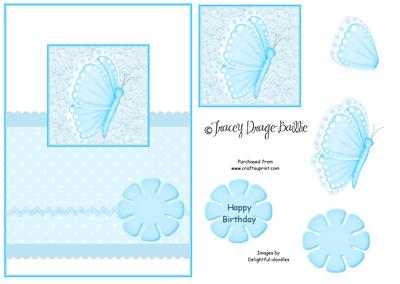 Ric-rac, Dots & Butterfly in Pastel Blue