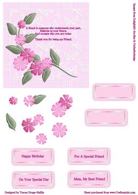 Mum, My Special Friend, with Pink Flowers