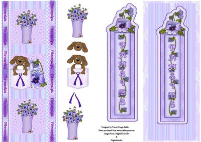 Pocket Puppy & Pansy Bookmark