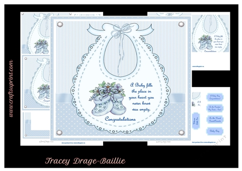 Baby Boy Bib & Bootees 2 Kit
