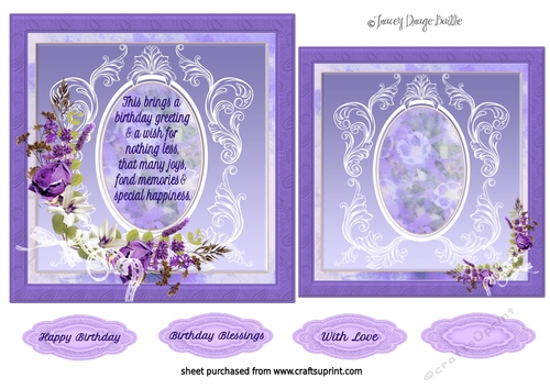 Birthday Card Topper in Purple With Insert