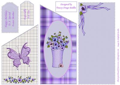 Lilac Butterfly with Pansies Cascade