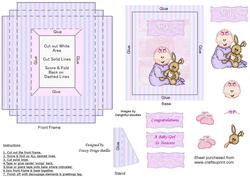Baby Girl & Rabbit Picture Framed Card
