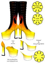 Boots on Fire! Shaped Card