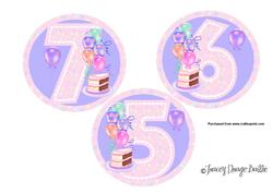 Pink and Purple 5,6,7 with Balloons