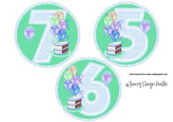 Blue and Green 5 6 7 with Balloons