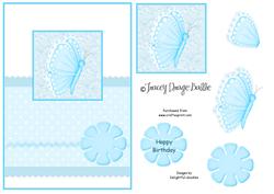 Ric-rac, Dots & Butterfly in Pastel Blue