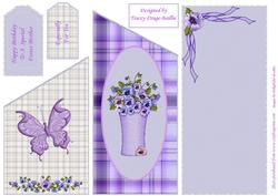 Lilac Butterfly with Pansies Cascade