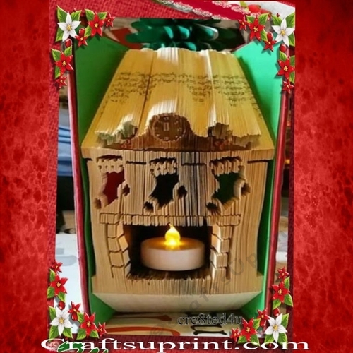 Fireplace with recess for battery operated tealight combi cut and fold pattern great Xmas gift or decoration with free cut and fold tutorial