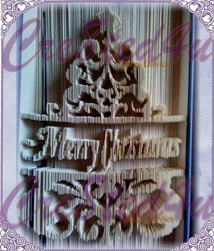 Merry Christmas Split fancy tree outie cut and fold pattern