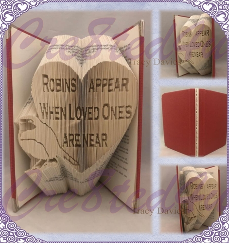 robins appear when loved ones  are near combi bookfolding pattern with free tutorial Memory fold memorial