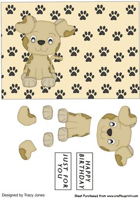 Dog with Background of Paws