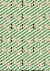 Reindeers Stripe Green Background