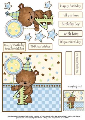 Birthday Bear Card - Fourth