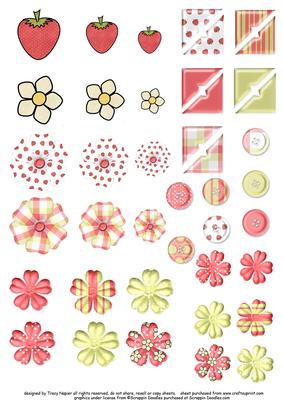 Strawberry Garden Embellishments Set