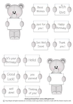 Sherbet Bear- Just to Say Coloured Toppers