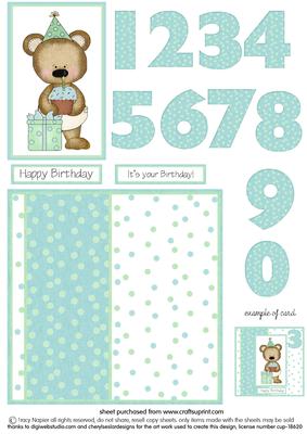 Birthday Bear Age Quick Card Boy