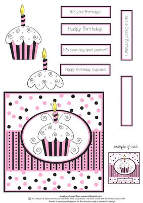 Swirly Cupcake Quick Card- Pink & Black