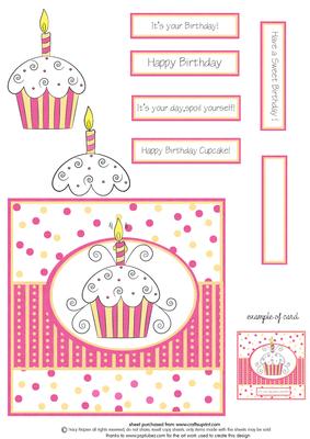 Swirly Cupcake Quick Card- Pink