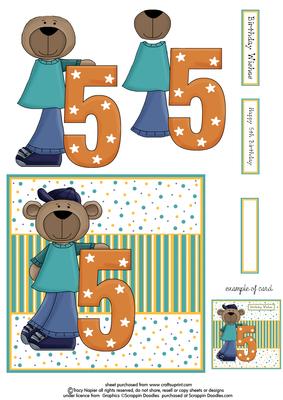 Birthday Bear- Fifth Birthday