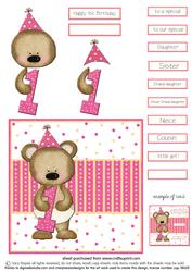 First Birthday Quick Card Girl